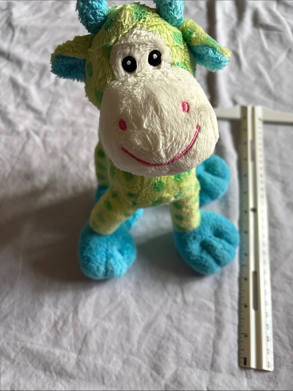 Plush Green & Blue Giraffe Stuffed Animal - Soft Kids Toy